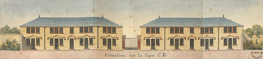 Vue des bâtiments de la cité idéale, cote FC Q4.7.1 Vue extraite du plan de la cité idéale, cote FC Q4.7.1