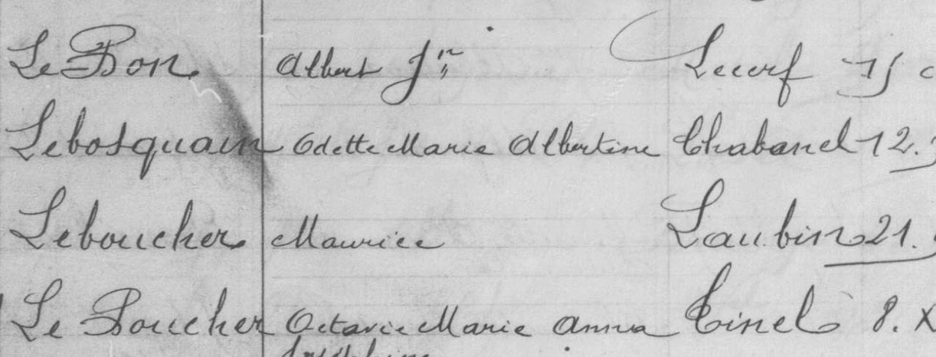 Archives municipales du Havre entete recherche personne