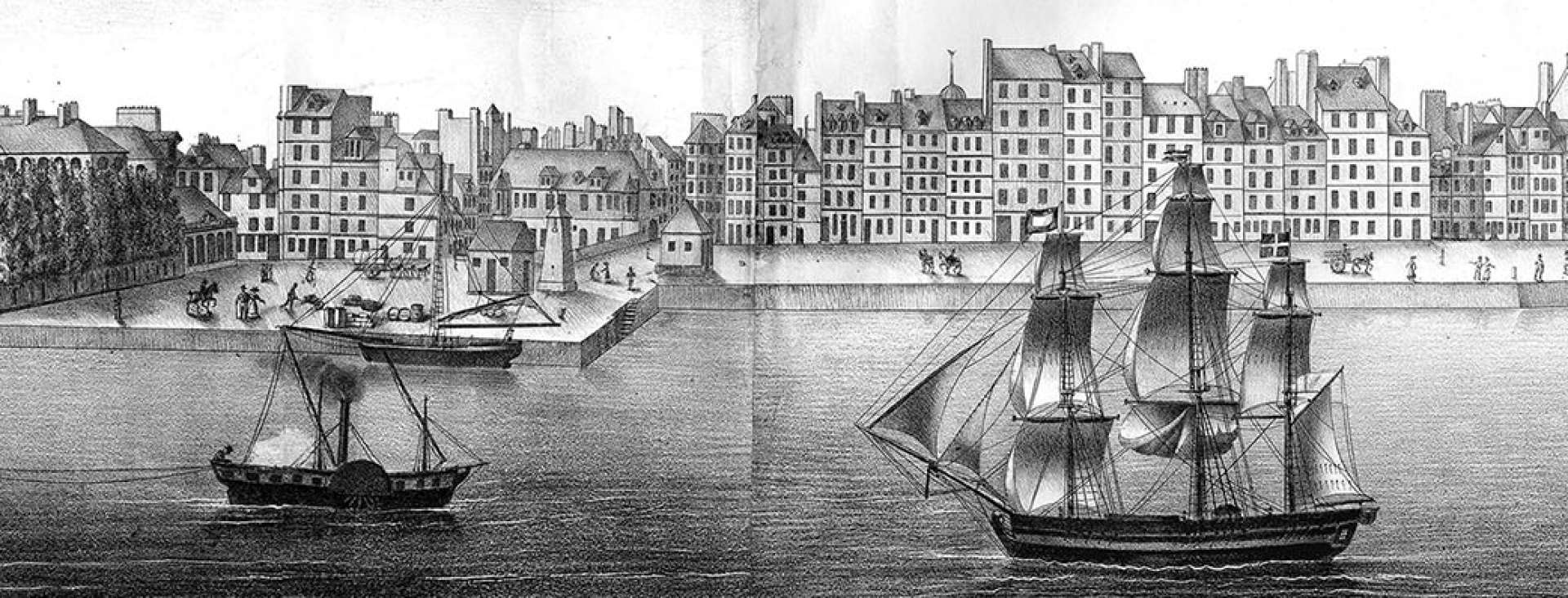 Archives municipales du Havre Vue du port du Havre, début XIXe (5Fi120)