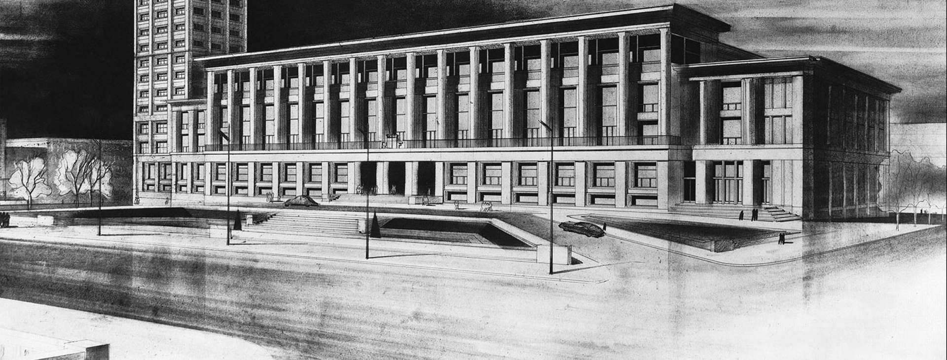 ©Fernez - Archives municipales du Havre Esquisse d'un projet de l'Hôtel de Ville