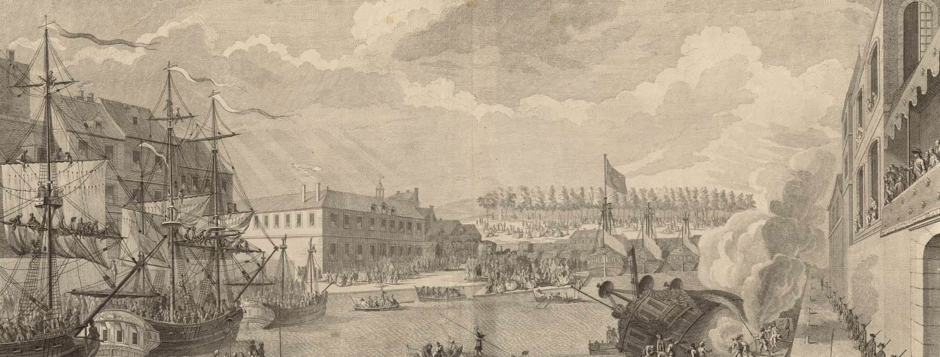 Carenne d’un navire dans le Bassin du Havre en présence du Roy, le 20 septembre 1749.