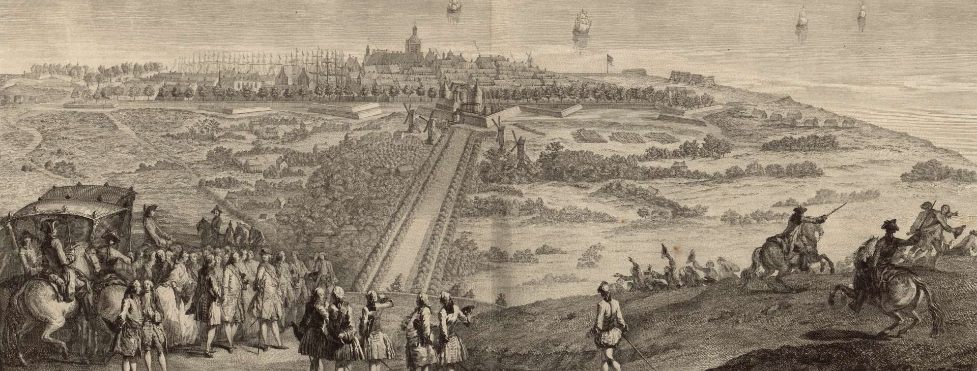 Le Roy sur la hauteur d’Ingouville, d’où sa Majesté observe le beau point de vue de la Ville du Havre de Grace, le 20 septembre 1749.