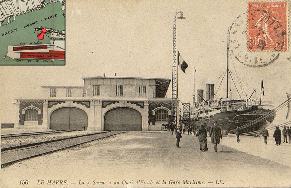 France, le Havre, l'entrée du port vintage print. Tirage citrate 5x8